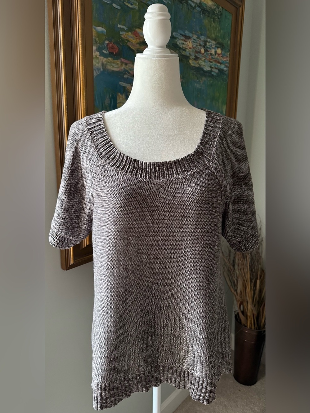 Banana Republic Heritage Ribbed Scoop Neck Short Sleeve Sweater Size M